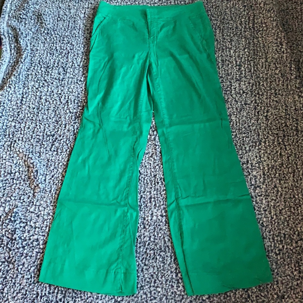 Anthropologie bright green wide leg pants, 29